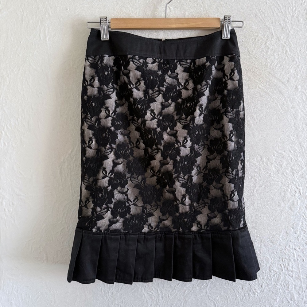 Vintage Le Château Black Lace Pencil Skirt Size 0